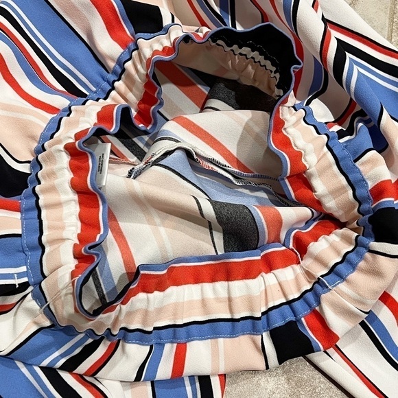 NEW Express High Rise Vertical Stripe Paper bag Waist Ankle Pants Pull On XS - Picture 4 of 11